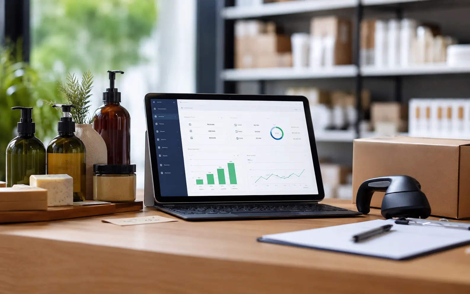 Panel gráfico de inventario conectado para negocios y comercios